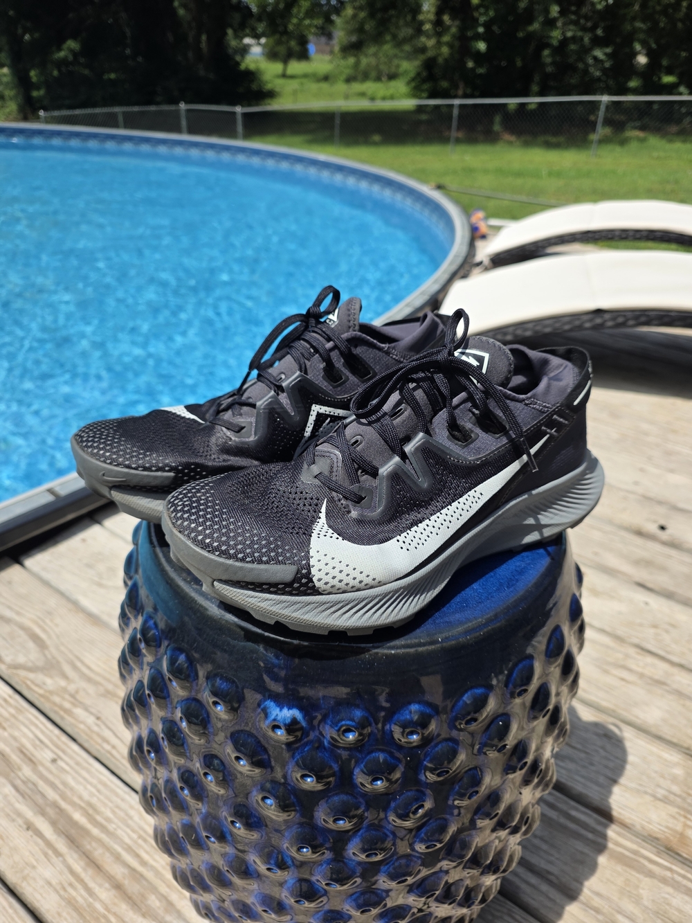 Nike Men's Pegasus Trail 2 Black Grey Spruce Green 10.5 Running Hiking Shoes